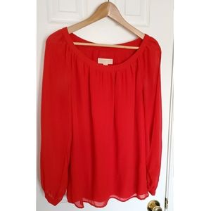 MICHAEL MK Red Split-Sleeve Blouse